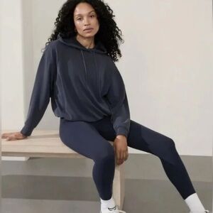 Athleta Seasoft Bubble Hem Navy Blue Hoodie XL EUC